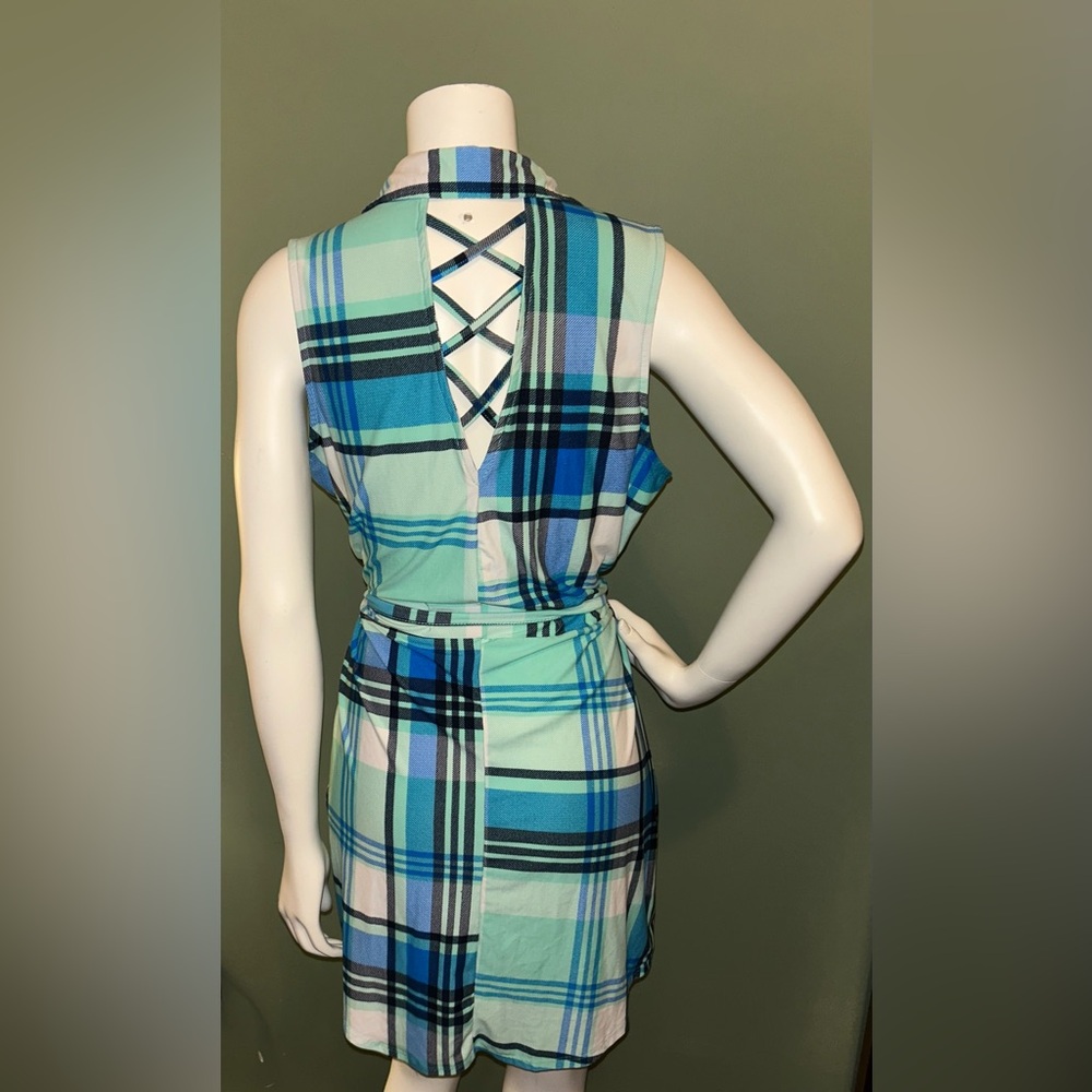Ardene Blue and Green Plaid Dress - Picture 3 of 4